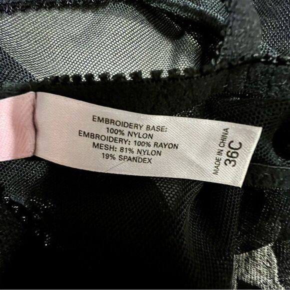 Victoria’s Secret teddy black mesh cream embroidery underwire sz36C NWOT vintage - Picture 12 of 15